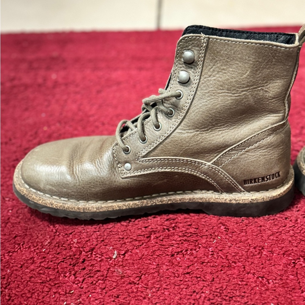 Birkenstock Brown Leather Combat Boots - Picture 3 of 6